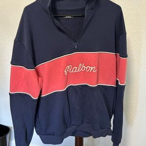 Malbon Navy & Red Lightweight Quarter-Zip Shirt Jacket